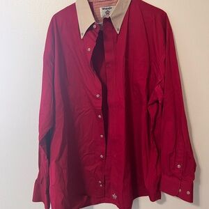 Wrangler PBR Men's Red Button Up Long Sleeve Shirt XL